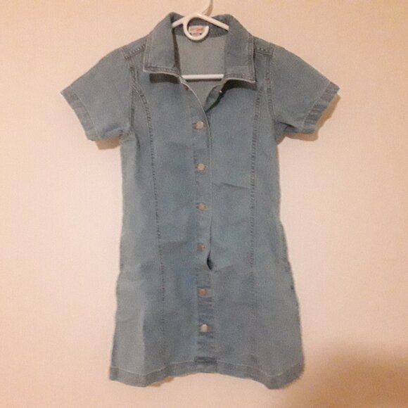 Girl's Cat & Jack size large (10/12) blue denim button up dress - Picture 1 of 4